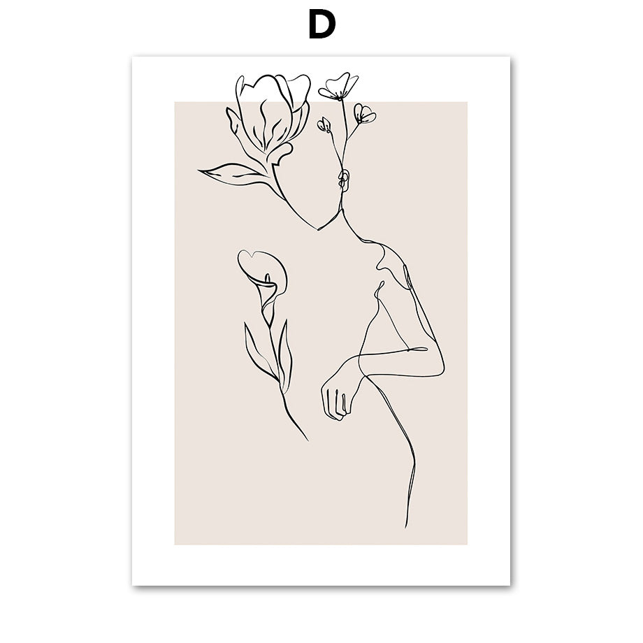 Décoration Murale QALENA™ PureLine – Affiche Minimaliste Style Ligne Continue