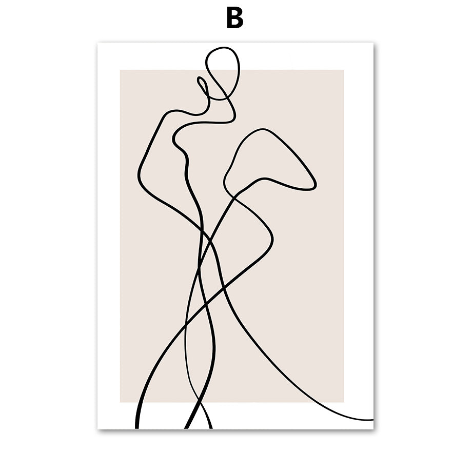 Décoration Murale QALENA™ PureLine – Affiche Minimaliste Style Ligne Continue