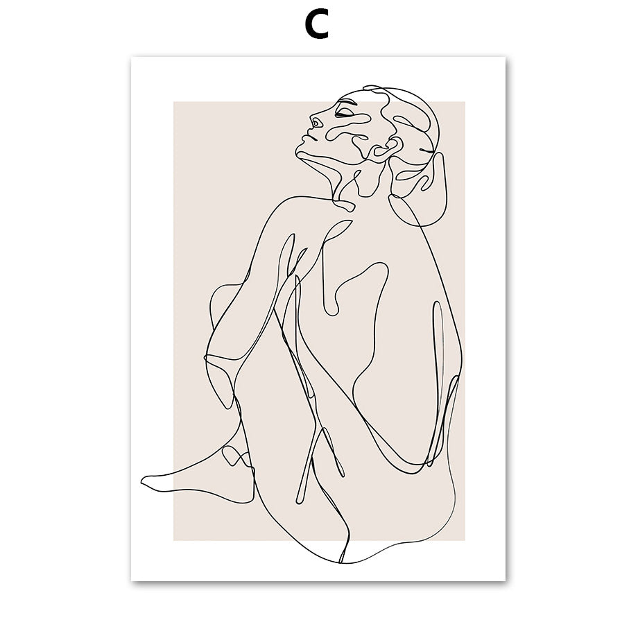 Décoration Murale QALENA™ PureLine – Affiche Minimaliste Style Ligne Continue