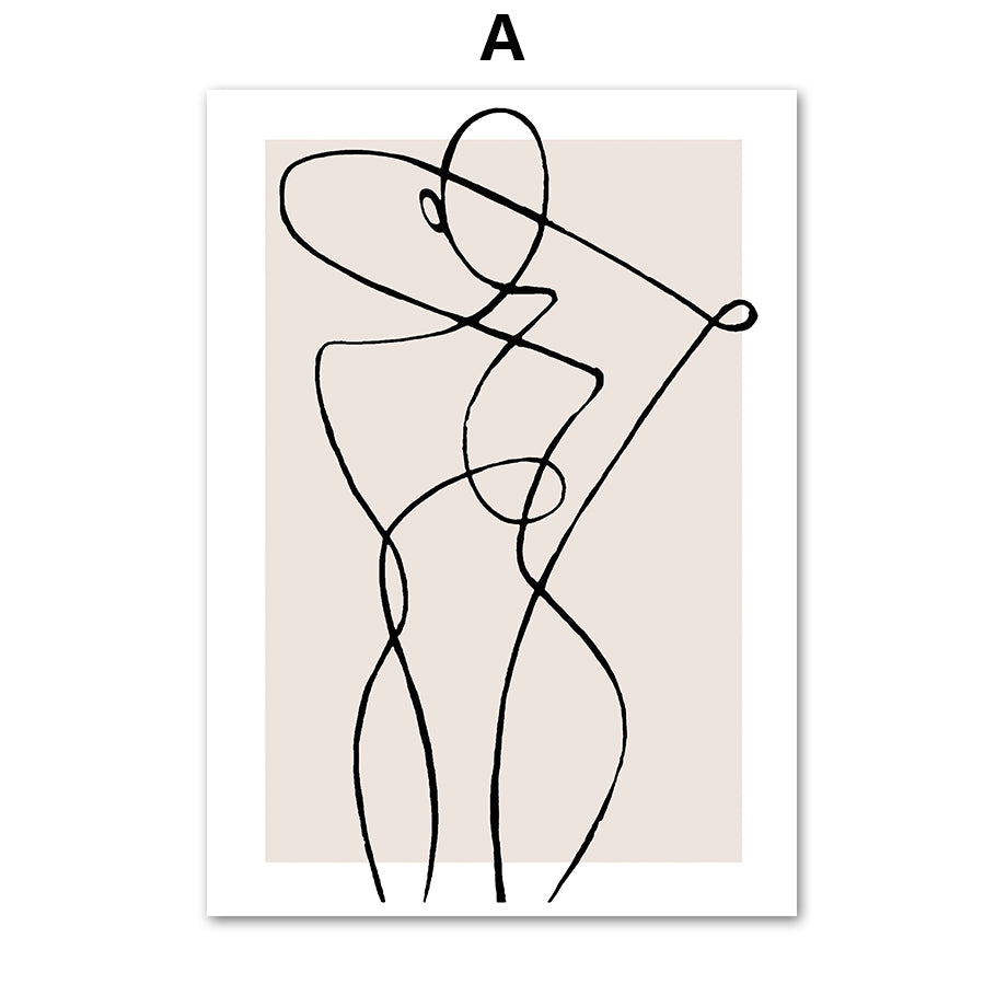 Décoration Murale QALENA™ PureLine – Affiche Minimaliste Style Ligne Continue