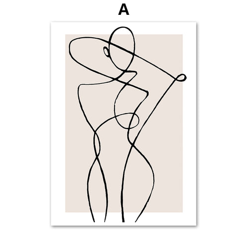 Décoration Murale QALENA™ PureLine – Affiche Minimaliste Style Ligne Continue