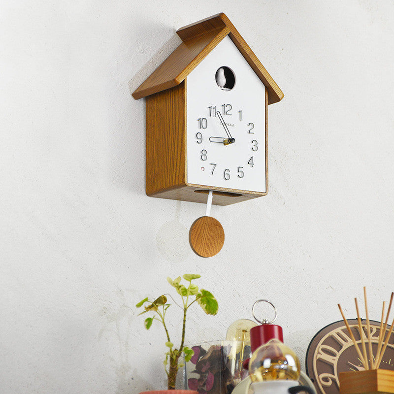 Horloge Murale QALENA™ MonoTime – Design Minimal Noir & Bois